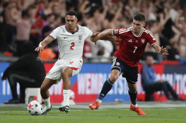 England v Czechia UEFA Nations League Trent Alexander-Arnold of England and Jiri Slama of Czechia in action during the UEFA Nations League match at Wembley Stadium, London 06 10 2026 UK Newspapers OUT Copyright: xPaulxChestertonx FIL-24030-0182