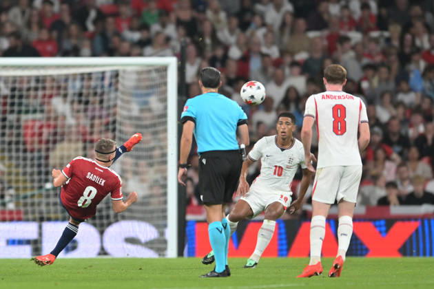 Michal Sadilek of Czechia clears the ball during the Nations League match between England and Czechia at Wembley Stadium, London, England on 6 October 2026. Copyright: xPhilxHutchinsonx 45480044