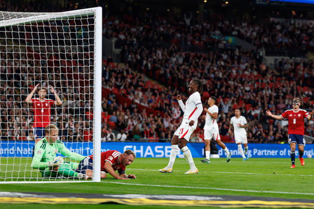 England v Czechia UEFA Nations League, Tuesday 6th October 2026: Czechia conceded an own goal making the score 1-0 during the UEFA Nations League Group C Fixture between England and Czechia at Wembley Stadium, Wembley in London, England. (Photo by Alex Ferrelly Sports Press Photo) Copyright: xAlexxFerrelly SportsxPressxPhotox Sportspressphoto_SPR247527