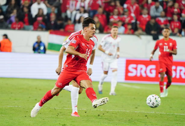 06.10.26 Luzern Schweiz. Thermoplan Arena Fussball Herren Saison 2026-2027 Nations League Schweiz - Nordmazedonien 3-0 .Bild, Ardon Jashari SUI Einzelbild Aktion