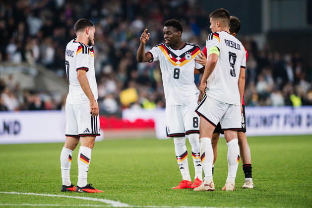 U21, U 21 EM-Qualifikation: Deutschland - Georgien, 06.10.2026 Noel Aseko (Deutschland, 8), Arijon Ibrahimović (Deutschland, 7), Nicolò Tresoldi (Deutschland, 9); Fußball, EM-Qualifikation U 21, 10. Spieltag: Deutschland vs. Georgien am 06.10.2026, Bielefeld DFB REGULATIONS PROHIBIT ANY USE OF PHOTOGRAPHS AS IMAGE SEQUENCES AND OR QUASI-VIDEO. Copyright: xBEAUTIFULxSPORTS Tonhäuserx