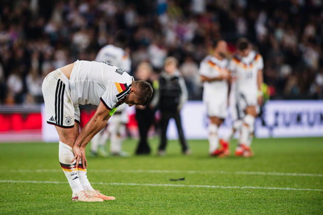 U21, U 21 EM-Qualifikation: Deutschland - Georgien, 06.10.2026 Nicolò Tresoldi (Deutschland, 9) am Boden nach Abpfiff; Fußball, EM-Qualifikation U 21, 10. Spieltag: Deutschland vs. Georgien am 06.10.2026, Bielefeld DFB REGULATIONS PROHIBIT ANY USE OF PHOTOGRAPHS AS IMAGE SEQUENCES AND OR QUASI-VIDEO. Copyright: xBEAUTIFULxSPORTS Tonhäuserx