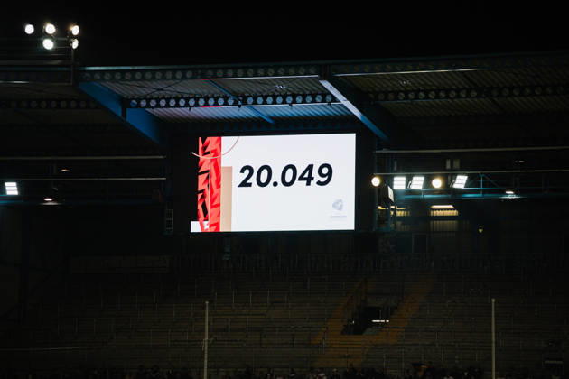 U21, U 21 EM-Qualifikation: Deutschland - Georgien, 06.10.2026 Rekordkulisse, Anzeige, Zuschauerrekord, 20049 Zuschauer; Fußball, EM-Qualifikation U 21, 10. Spieltag: Deutschland vs. Georgien am 06.10.2026, Bielefeld DFB REGULATIONS PROHIBIT ANY USE OF PHOTOGRAPHS AS IMAGE SEQUENCES AND OR QUASI-VIDEO. Copyright: xBEAUTIFULxSPORTS Tonhäuserx