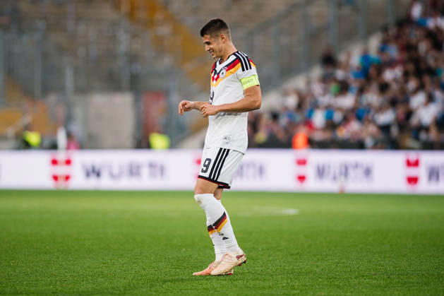 U21, U 21 EM-Qualifikation: Deutschland - Georgien, 06.10.2026 Nicolò Tresoldi (Deutschland, 9) Freisteller; Fußball, EM-Qualifikation U 21, 10. Spieltag: Deutschland vs. Georgien am 06.10.2026, Bielefeld DFB REGULATIONS PROHIBIT ANY USE OF PHOTOGRAPHS AS IMAGE SEQUENCES AND OR QUASI-VIDEO. Copyright: xBEAUTIFULxSPORTS Tonhäuserx