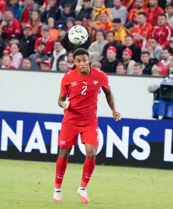 06.10.26 Luzern Schweiz. Thermoplan Arena Fussball Herren Saison 2026-2027 Nations League Schweiz - Nordmazedonien 3-0 .Bild. Sascha Britschgi SUI Aktion Zweikampf