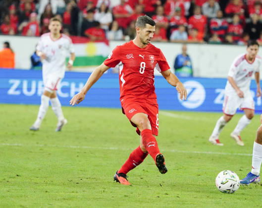 06.10.26 Luzern Schweiz. Thermoplan Arena Fussball Herren Saison 2026-2027 Nations League Schweiz - Nordmazedonien 3-0 .Bild. Remo Freuler SUI Aktion Zweikampf