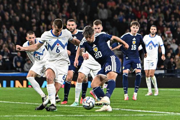 Scotland v Slovenia UEFA Nations League Kieron Bowie of Scotland shoots during the UEFA Nations League match at Barclays Hampden, Glasgow 06 10 2026 UK Newspapers OUT Copyright: xJamiexJohnstonx FIL-24032-0123