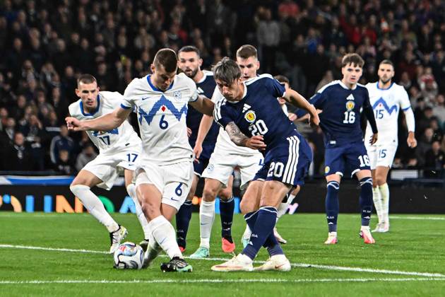 Scotland v Slovenia UEFA Nations League Kieron Bowie of Scotland shoots during the UEFA Nations League match at Barclays Hampden, Glasgow 06 10 2026 UK Newspapers OUT Copyright: xJamiexJohnstonx FIL-24032-0124