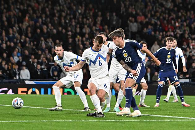 Scotland v Slovenia UEFA Nations League Kieron Bowie of Scotland shoots during the UEFA Nations League match at Barclays Hampden, Glasgow 06 10 2026 UK Newspapers OUT Copyright: xJamiexJohnstonx FIL-24032-0125