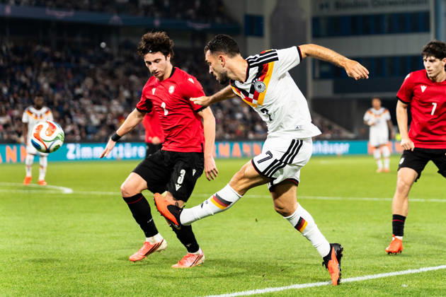 Deutschland: U21, U 21 EM-Qualifikation 2026 2027, Deutschland U21 vs. Georgien U21, Nationalmannschaft, DFB Länderspiel Dienstag 07.10.2026, Schüco Arena, Bielefeld Arijon Ibrahimovic Dato Bukia Copyright: xCelinaxLeiersx