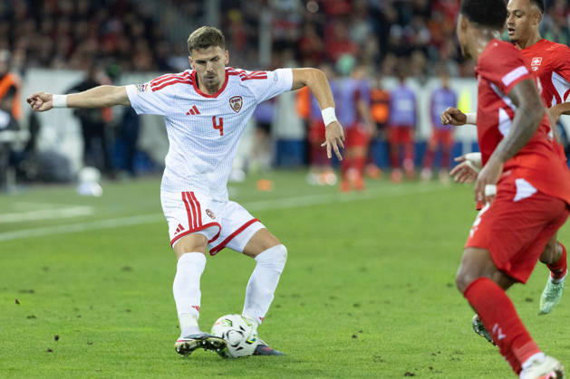 Aleksandar Stojchevski seen during National League game between teams of Switzerland and North Macedonia at thermoplan Arena (Benjamin Faes Ball Raw Images) Strasbourg Stade de la Meinau France Copyright: xBenjaminxFaesx BF104228
