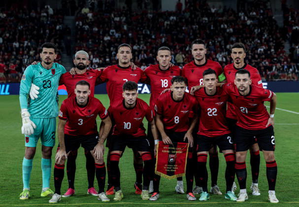 Albania vs San Marino UEFA Nations League 2026-2027 Group C1 Albanian team line up, Mannschaftsbild, Totale prior to the UEFA Nations League 2026-2027 group phase match between Albania and San Marino in Tirana, Albania on October 6, 2026 Tirana Albania Copyright: xArmandoxBabanix