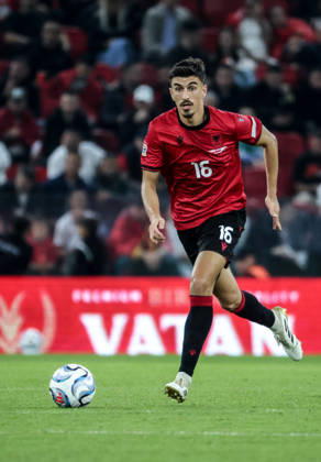 Albania vs San Marino UEFA Nations League 2026-2027 Group C1 Julian Shehu of Albania in action during the UEFA Nations League 2026-2027 group phase match between Albania and San Marino in Tirana, Albania on October 6, 2026 Tirana Albania Copyright: xArmandoxBabanix