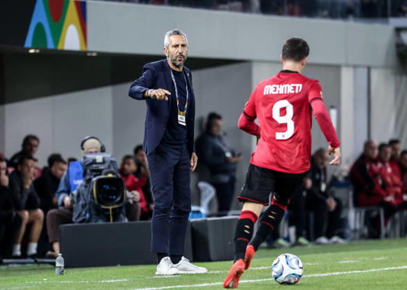 Albania vs San Marino UEFA Nations League 2026-2027 Group C1 Head coach Roberto Cevoli of San Marino reacts during the UEFA Nations League 2026-2027 group phase match between Albania and San Marino in Tirana, Albania on October 6, 2026 Tirana Albania Copyright: xArmandoxBabanix