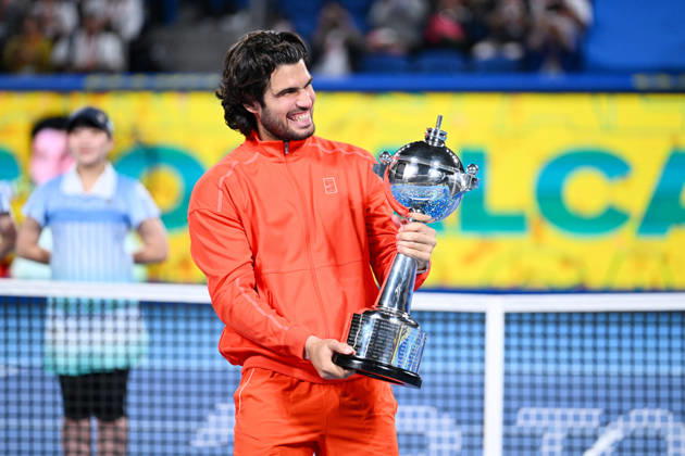 Carlos ALCARAZ (ESP), OCTOBER 6, 2026 - Tennis : Kinoshita Group Japan Open Tennis Championships 2026 Men s Singles award ceremony at Ariake Coliseum, Tokyo, Japan. Noxthirdxpartyxsales aflo_353764484 KenjiroxMatsuox