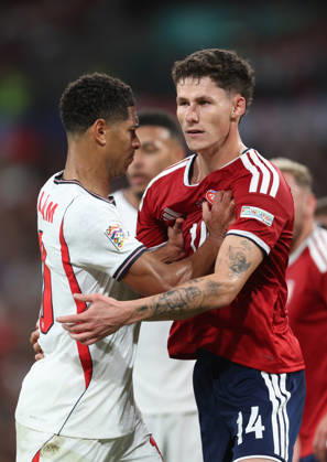 England v Czechia 06 October 2026, London - International Football - UEFA Nations League - England v Czechia - Jude Bellingham of England shoves Martin Vitik of Czechia - Photo: Charlotte Wilson Offside. London UK Copyright: xCharlottexWilsonx xOffsidexOffside