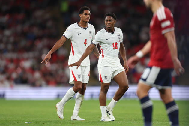 England v Czechia 06 October 2026, London - International Football - UEFA Nations League - England v Czechia - Jarell Quansah and Myles Lewis-Skelly of England - Photo: Charlotte Wilson Offside. London UK Copyright: xCharlottexWilsonx xOffsidexOffside