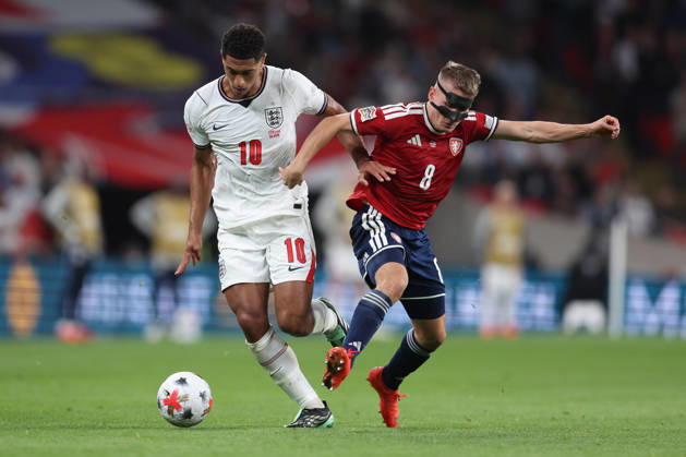 England v Czechia 06 October 2026, London - International Football - UEFA Nations League - England v Czechia - Jude Bellingham of England and Michal Sadilek of Czechia - Photo: Charlotte Wilson Offside. London UK Copyright: xCharlottexWilsonx xOffsidexOffside