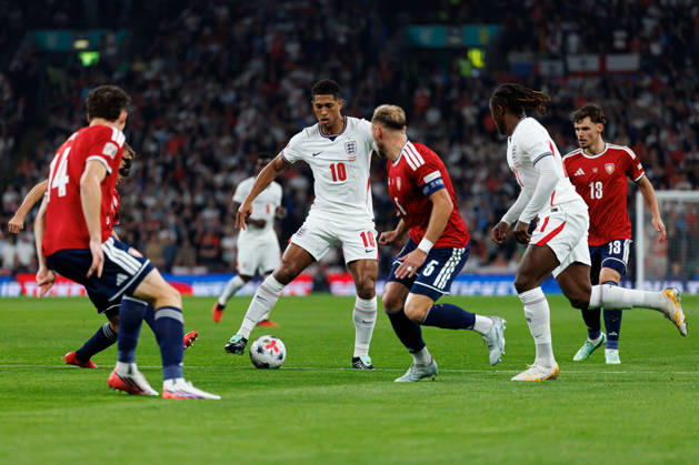 England v Czechia UEFA Nations League, Tuesday 6th October 2026: Jude Bellingham of England on the ball during the UEFA Nations League Group C Fixture between England and Czechia at Wembley Stadium, Wembley in London, England. (Photo by Alex Ferrelly Sports Press Photo) Copyright: xAlexxFerrelly SportsxPressxPhotox Sportspressphoto_SPR247715