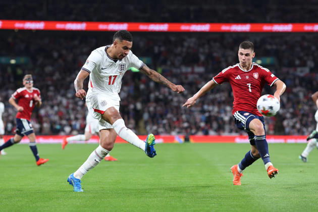 England v Czechia 06 October 2026, London - International Football - UEFA Nations League - England v Czechia - Morgan Rogers of England shoots - Photo: Charlotte Wilson Offside. London UK Copyright: xCharlottexWilsonx xOffsidexOffside