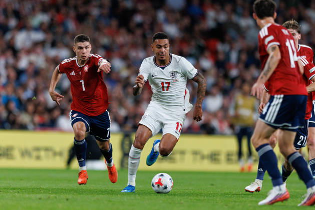 England v Czechia UEFA Nations League, Tuesday 6th October 2026: Morgan Rogers of England on the ball during the UEFA Nations League Group C Fixture between England and Czechia at Wembley Stadium, Wembley in London, England. (Photo by Alex Ferrelly Sports Press Photo) Copyright: xAlexxFerrelly SportsxPressxPhotox Sportspressphoto_SPR247725