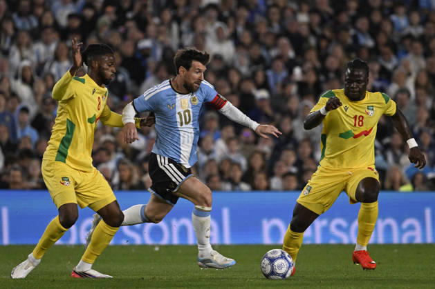 BUENOS AIRES, ARGENTINA - OCTOBER 06: Lionel Messi of Argentina national team, Nationalteam drives ball forward during the International Friendly, Länderspiel, Nationalmannschaft match between Argentina and Benin at Estadio Mas Monumental on October 06, 2026 in Buenos Aires, Argentina. Photo by SFSI Argentina National team v Benin Copyright: xSFSIx