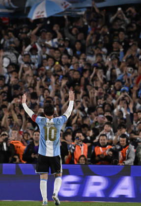 BUENOS AIRES, ARGENTINA - OCTOBER 06: Lionel Messi of Argentina national team, Nationalteam celebrate after scoring goal during the International Friendly, Länderspiel, Nationalmannschaft match between Argentina and Benin at Estadio Mas Monumental on October 06, 2026 in Buenos Aires, Argentina. Photo by SFSI Argentina National team v Benin Copyright: xSFSIx