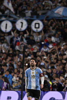 BUENOS AIRES, ARGENTINA - OCTOBER 06: Lionel Messi of Argentina national team, Nationalteam celebrate after scoring goal during the International Friendly, Länderspiel, Nationalmannschaft match between Argentina and Benin at Estadio Mas Monumental on October 06, 2026 in Buenos Aires, Argentina. Photo by SFSI Argentina National team v Benin Copyright: xSFSIx