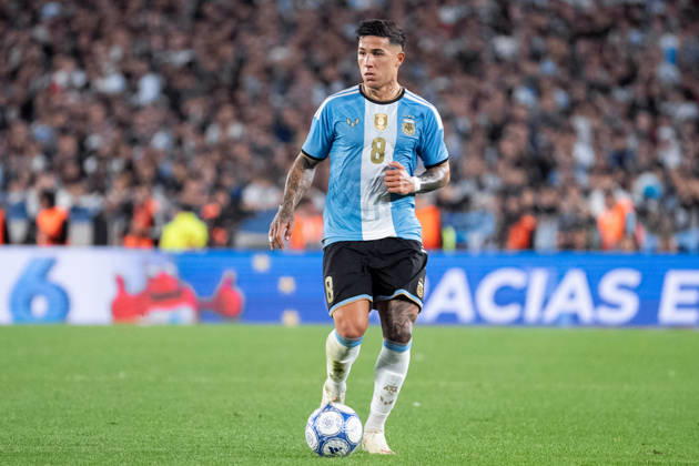 BUENOS AIRES, ARGENTINA - OCTOBER 06: Enzo Fernandez of Argentina runs with the ball during the International Friendly, Länderspiel, Nationalmannschaft football match between Argentina and Benin at Estadio Monumental Antonio V. Liberti on October 06, 2026 in Buenos Aires, Argentina. (Photo by Richard Callis Sports Press Photo) Copyright: xRichardxCallis SportsxPressxPhotox Sportspressphoto_SPR247889