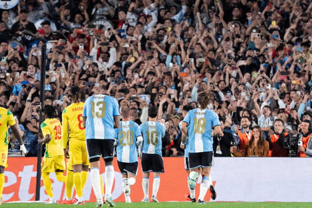 BUENOS AIRES, ARGENTINA - OCTOBER 06: Lionel Messi of Argentina celebrates after scoring the team s third goal during the International Friendly, Länderspiel, Nationalmannschaft football match between Argentina and Benin at Estadio Monumental Antonio V. Liberti on October 06, 2026 in Buenos Aires, Argentina. (Photo by Richard Callis Sports Press Photo) Copyright: xRichardxCallis SportsxPressxPhotox Sportspressphoto_SPR247919