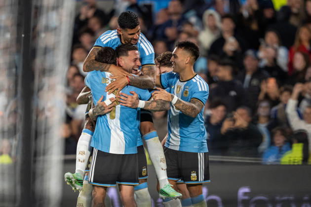 Benin v Argentina BUENOS AIRES, ARGENTINA - OCTOBER 6: Cristian Romero 13, Nicolas Otamendi 19, Lautaro Martinez 22 and Rodrigo de Paul 7 of Argentina celebrate a goal during a game between Benin and Argentina at Estadio Monumental on October 6, 2026 in Buenos Aires, Argentina Buenos Aires Estadio Monumental Argentina Copyright: xAndrewxJ.xClark ISIxPhotosx 9950