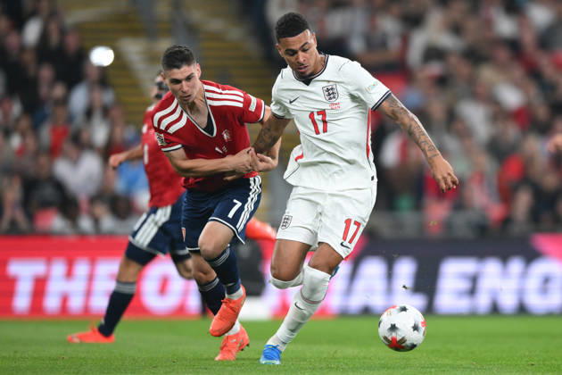 England v Czechia - UEFA Nations League 2026 27 Group A3 MD4 Morgan Rogers of England is put under pressure by Jiri Slama of Czechia during the UEFA Nations League League A, Group 3 match between England and Czechia at Wembley Stadium in London, on October 6, 2026. London Greater London United Kingdom  Copyright: xMIxNewsx originalFilename:fletcher-englandv261006_npd4N.jpg