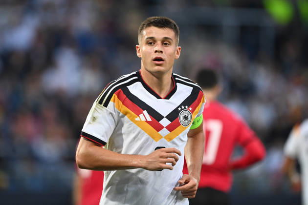 Nicolo TRESOLDI (GER) halbe Figur, Halbfigur, halber Koerper, Einzelbild, angeschnittenes Einzelmotiv, Fussball Laenderspiel, U21, U 21 EM-Qualifikation, Deutschland - Georgien 2-0 am 06.10.2026, Schueco-Arena Bielefeld, Â