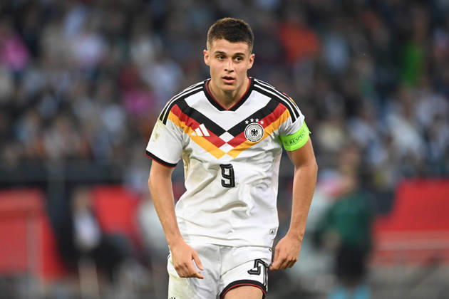 Nicolo TRESOLDI (GER) halbe Figur, Halbfigur, halber Koerper, Einzelbild, angeschnittenes Einzelmotiv, Fussball Laenderspiel, U21, U 21 EM-Qualifikation, Deutschland - Georgien 2-0 am 06.10.2026, Schueco-Arena Bielefeld, Â
