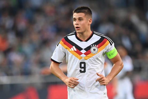 Nicolo TRESOLDI (GER) halbe Figur, Halbfigur, halber Koerper, Einzelbild, angeschnittenes Einzelmotiv, Fussball Laenderspiel, U21, U 21 EM-Qualifikation, Deutschland - Georgien 2-0 am 06.10.2026, Schueco-Arena Bielefeld, Â