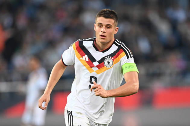 Nicolo TRESOLDI (GER) halbe Figur, Halbfigur, halber Koerper, Einzelbild, angeschnittenes Einzelmotiv, Fussball Laenderspiel, U21, U 21 EM-Qualifikation, Deutschland - Georgien 2-0 am 06.10.2026, Schueco-Arena Bielefeld, Â