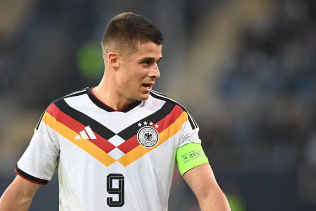 Nicolo TRESOLDI (GER) halbe Figur, Halbfigur, halber Koerper, Einzelbild, angeschnittenes Einzelmotiv, Fussball Laenderspiel, U21, U 21 EM-Qualifikation, Deutschland - Georgien 2-0 am 06.10.2026, Schueco-Arena Bielefeld, Â