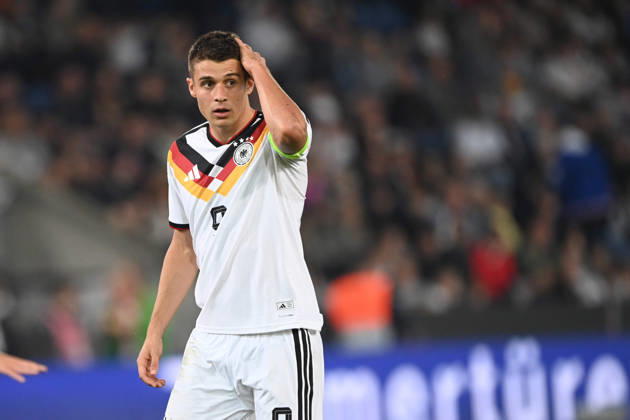 Nicolo TRESOLDI (GER) halbe Figur, Halbfigur, halber Koerper, Einzelbild, angeschnittenes Einzelmotiv, Fussball Laenderspiel, U21, U 21 EM-Qualifikation, Deutschland - Georgien 2-0 am 06.10.2026, Schueco-Arena Bielefeld, Â