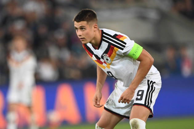 Nicolo TRESOLDI (GER) halbe Figur, Halbfigur, halber Koerper, Einzelbild, angeschnittenes Einzelmotiv, Fussball Laenderspiel, U21, U 21 EM-Qualifikation, Deutschland - Georgien 2-0 am 06.10.2026, Schueco-Arena Bielefeld, Â