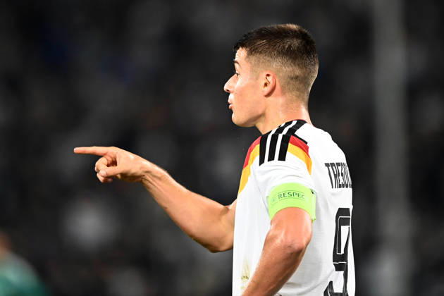 Nicolo TRESOLDI (GER) halbe Figur, Halbfigur, halber Koerper, Einzelbild, angeschnittenes Einzelmotiv, Gestik, Geste, gestikuliert, Fussball Laenderspiel, U21, U 21 EM-Qualifikation, Deutschland - Georgien 2-0 am 06.10.2026, Schueco-Arena Bielefeld, Â