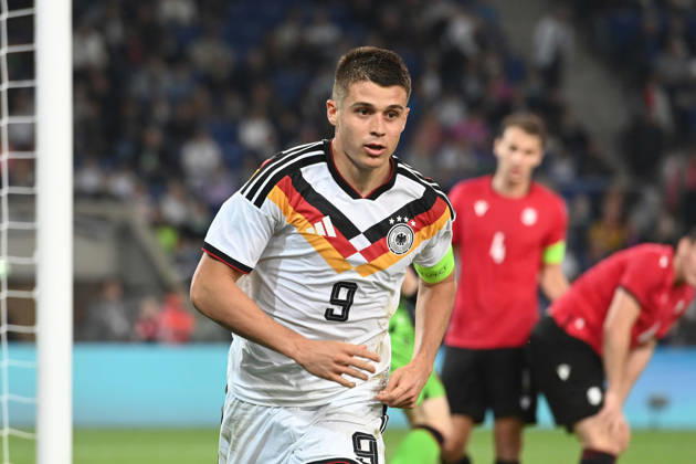 Nicolo TRESOLDI (GER) halbe Figur, Halbfigur, halber Koerper, Einzelbild, angeschnittenes Einzelmotiv, Fussball Laenderspiel, U21, U 21 EM-Qualifikation, Deutschland - Georgien 2-0 am 06.10.2026, Schueco-Arena Bielefeld, Â