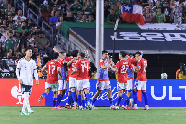 October 6, 2026, Los Angeles, California, USA: Maximiliano Gutierrez 9 of Chile celebrates his goal during an International Friendly, Länderspiel, Nationalmannschaft match against Mexico at the Los Angeles Memorial Coliseum on Tuesday October 6, 2026 in Los Angeles, California. Mexico loses to Chile, 0-2. ARIANA RUIZ PI Mexico Vs. Chile - ZUMAp124 20261006_zaa_p124_111 Copyright: xArianaxRuizx