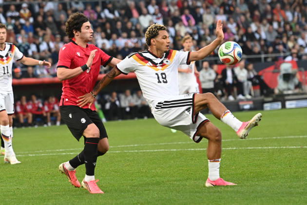 Paris BRUNNER (GER) Aktion, Zweikampf, Fussball Laenderspiel, U21, U 21 EM-Qualifikation, Deutschland - Georgien am 06.10.2026, Schueco-Arena Bielefeld, Â