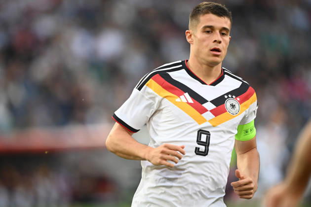 Nicolo TRESOLDI (GER) halbe Figur, Halbfigur, halber Koerper, Einzelbild, angeschnittenes Einzelmotiv, Fussball Laenderspiel, U21, U 21 EM-Qualifikation, Deutschland - Georgien 2-0 am 06.10.2026, Schueco-Arena Bielefeld, Â