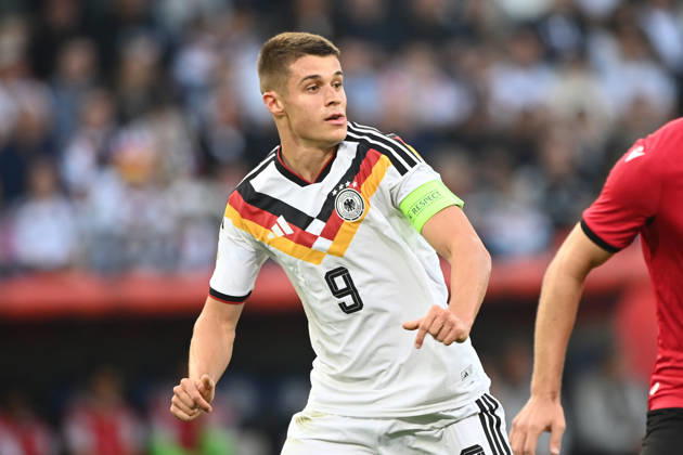 Nicolo TRESOLDI (GER) halbe Figur, Halbfigur, halber Koerper, Einzelbild, angeschnittenes Einzelmotiv, Fussball Laenderspiel, U21, U 21 EM-Qualifikation, Deutschland - Georgien 2-0 am 06.10.2026, Schueco-Arena Bielefeld, Â