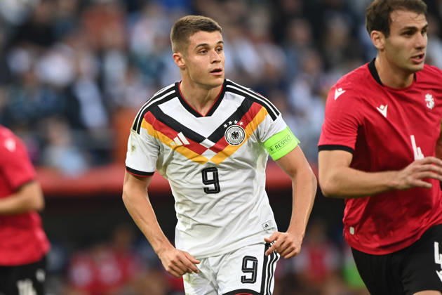 Nicolo TRESOLDI (GER) halbe Figur, Halbfigur, halber Koerper, Einzelbild, angeschnittenes Einzelmotiv, Fussball Laenderspiel, U21, U 21 EM-Qualifikation, Deutschland - Georgien 2-0 am 06.10.2026, Schueco-Arena Bielefeld, Â