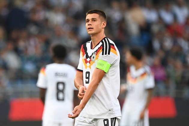 Nicolo TRESOLDI (GER) halbe Figur, Halbfigur, halber Koerper, Einzelbild, angeschnittenes Einzelmotiv, Fussball Laenderspiel, U21, U 21 EM-Qualifikation, Deutschland - Georgien 2-0 am 06.10.2026, Schueco-Arena Bielefeld, Â