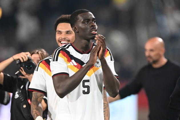 Schlussjubel, Jubel, jubeln, Freude, cheers, Yoshua QUARSHIE (GER) Fussball Laenderspiel, U21, U 21 EM-Qualifikation, Deutschland - Georgien 2-0 am 06.10.2026, Schueco-Arena Bielefeld, Â