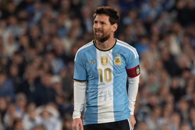 BUENOS AIRES, ARGENTINA - OCTOBER 6: Lionel Messi, an Argentine player,laments a shot that almost resulted in a goal during a friendly match between Argentina and Benin at Estadio Monumental Antonio V. Liberti on October 6, 2026 in Buenos Aires, Argentina. Copyright: xMBxMediax