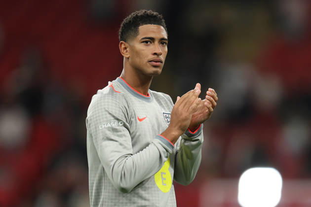 LONDON, ENGLAND - OCTOBER 6: Jude Bellingham of England applauds the fans during the UEFA Nations League 2026 27 group phase match between England and Czechia at Wembley Stadium on October 6, 2026 in London, England. Copyright: xMBxMediax